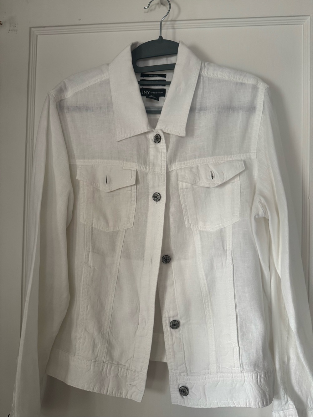 Jones New York White Linen-Blend Button Jacket
